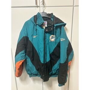 Vintage Authentic Pro Line Miami Dolphins Logo Athletic Puffer Jacket Mens Large